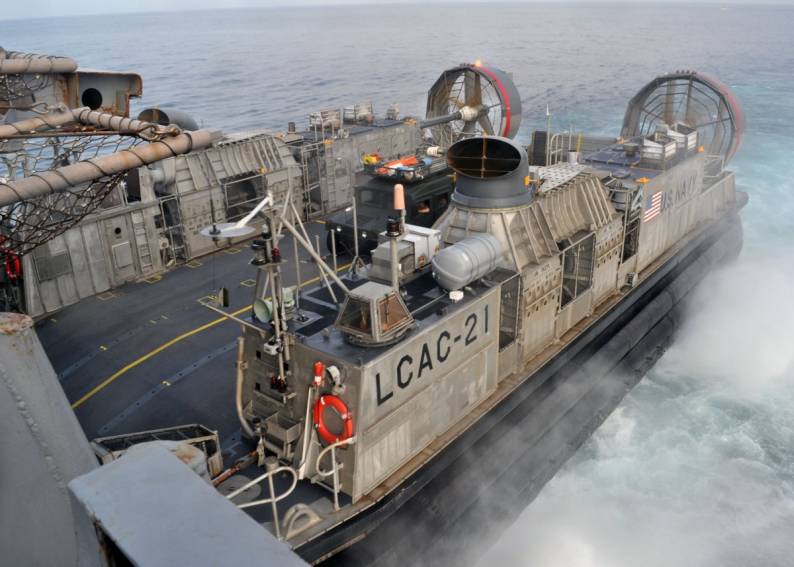 USS Denver LPD-9 LCAC-21 leaving well deck