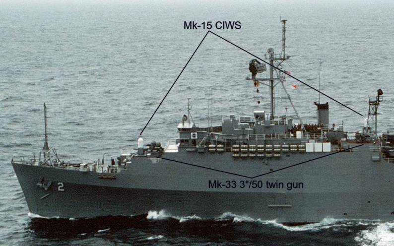 raleigh class amphibious transport dock armament mk-15 phalanx ciws mk-33 3" 50 caliber twin guns