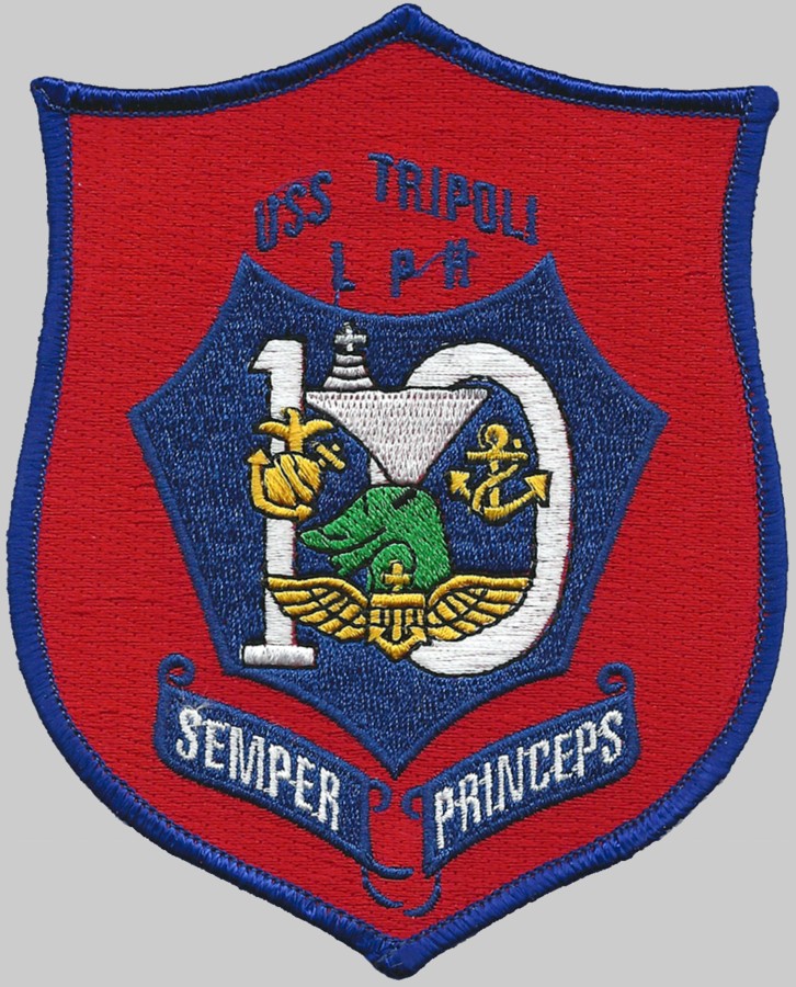 lph-10 uss tripoli insignia crest patch badge iwo jima class amphibious assault ship landing platform helicopter us navy 02x