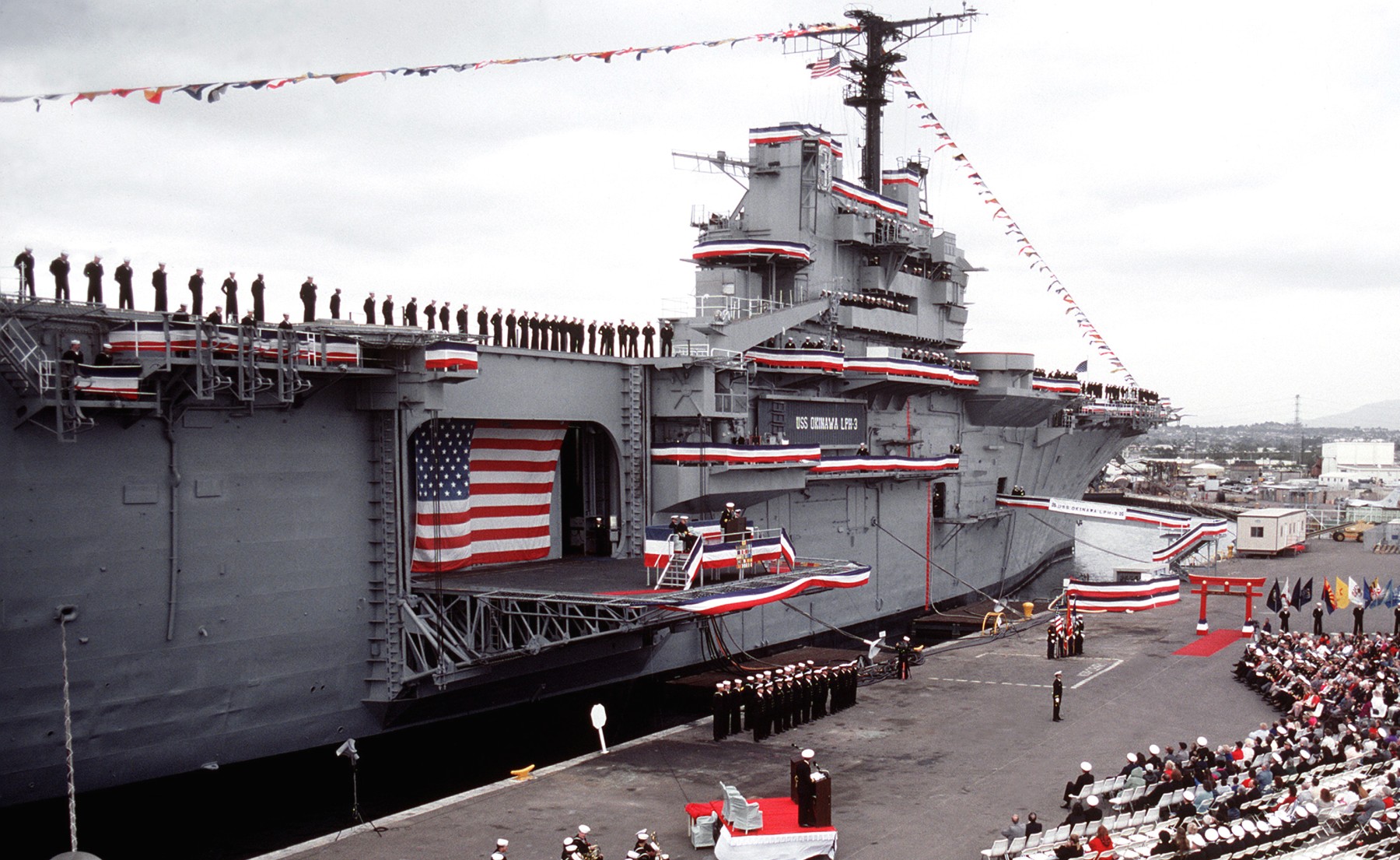 lph-3 uss okinawa iwo jima class amphibious assault ship landing platform helicopter us navy 24 decommissioning ceremony san diego