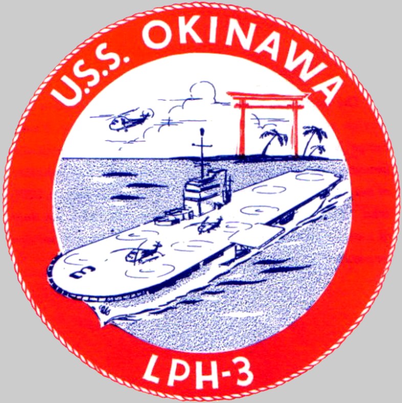 lph-3 uss okinawa insignia crest patch badge iwo jima class amphibious assault ship landing platform helicopter us navy 03c