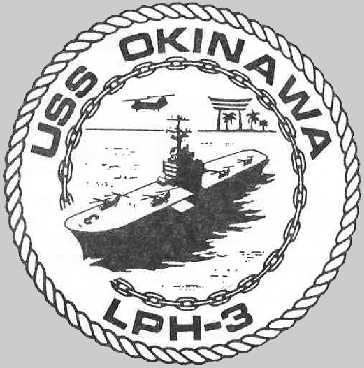 lph-3 uss okinawa insignia crest patch badge iwo jima class amphibious assault ship landing platform helicopter us navy 04c