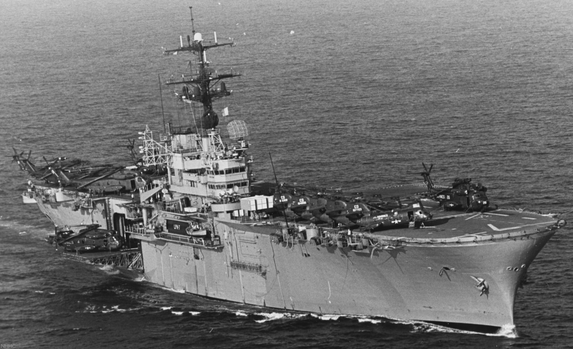 card1of3 USS Guadalcanal LPH-7 postcard US Navy amphibious assault ship 