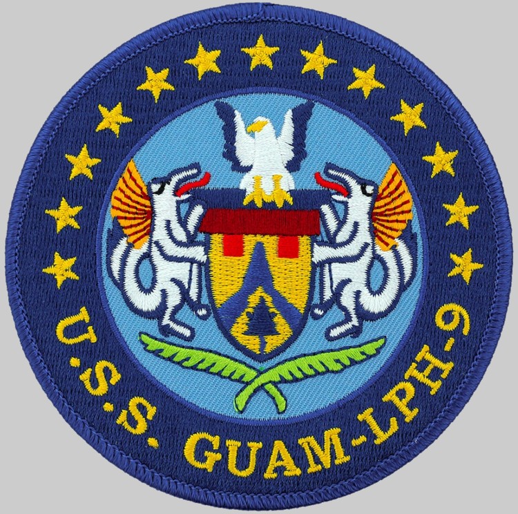 lph-9 uss guam insignia crest patch badge iwo jima class amphibious assault ship landing platform helicopter us navy 03x