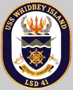 lsd 41 uss whidbey island crest insignia patch badge dock landing ship us navy