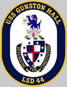 lsd 44 uss gunston hall crest insignia patch badge dock landing ship us navy