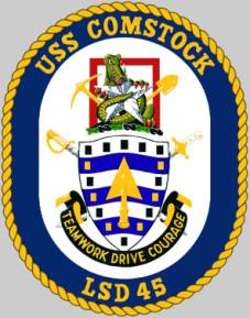 lsd 45 uss comstock crest insignia patch badge dock landing ship us navy