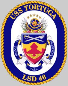 lsd 46 uss tortuga crest insignia patch badge dock landing ship us navy