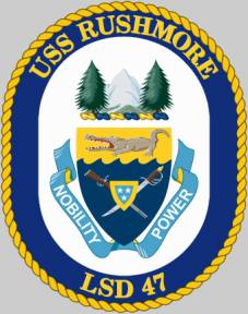 lsd 47 uss rushmore crest insignia patch badge dock landing ship us navy