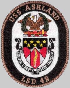 uss ashland lsd 48 insignia patch crest whidbey island class dock landing ship us navy