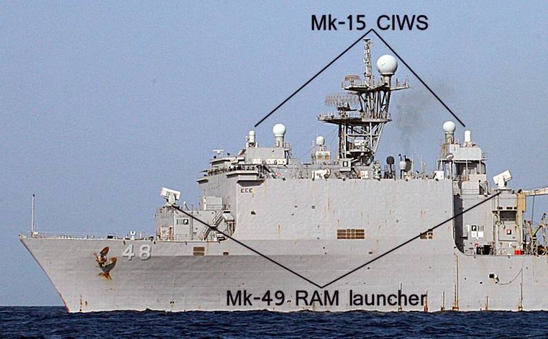 whidbey island class dock landing ship lsd armament mk-15 close in weapon system mk-49 rolling airframe missile ram launcher