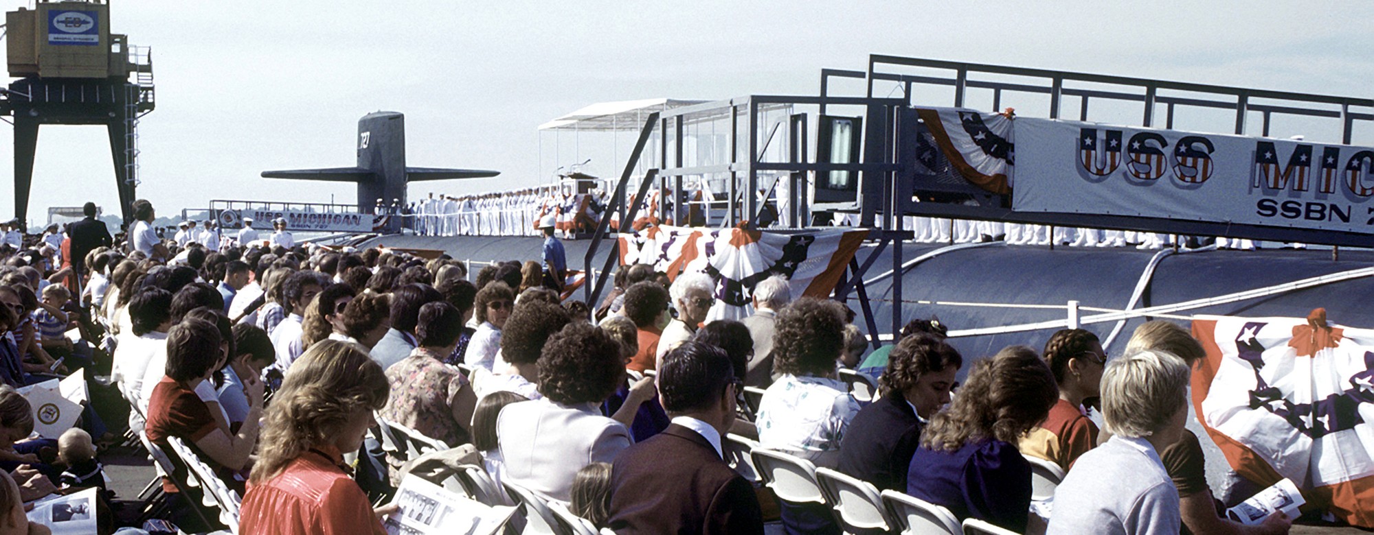 ssbn-727 uss michigan ohio class ballistic missile submarine 1982 38 commissioning ceremony