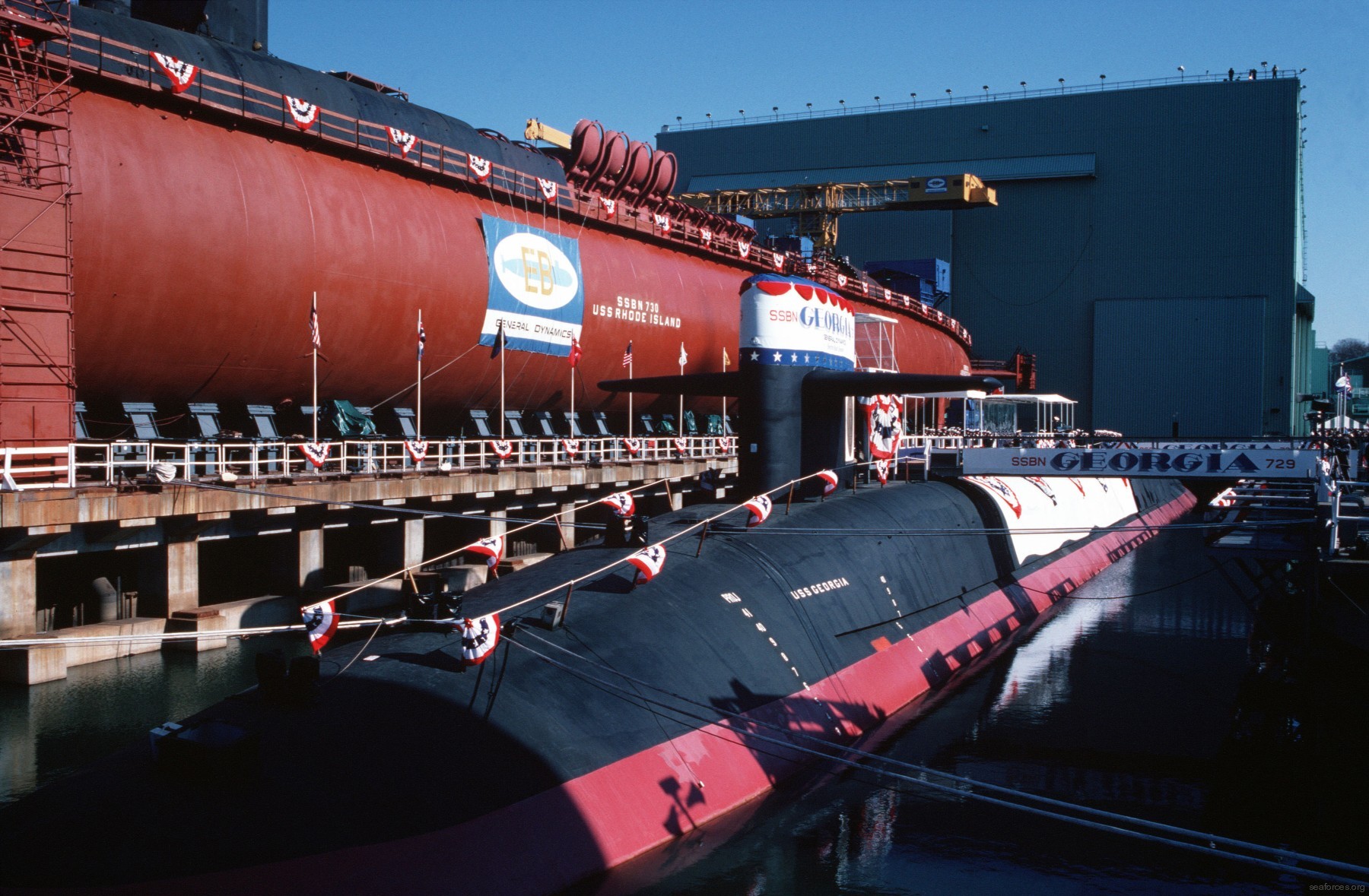 ssbn-729 uss georgia ballistic missile submarine 1982 54 launching ceremony general dynamics electric boat groton