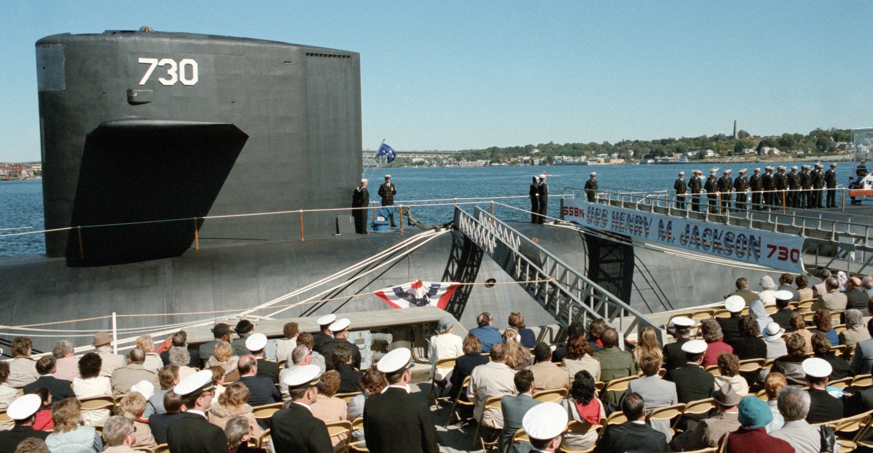 ssbn-730 uss henry m. jackson ohio class ballistic missile submarine 1984 39 commissioning ceremony groton connecticut