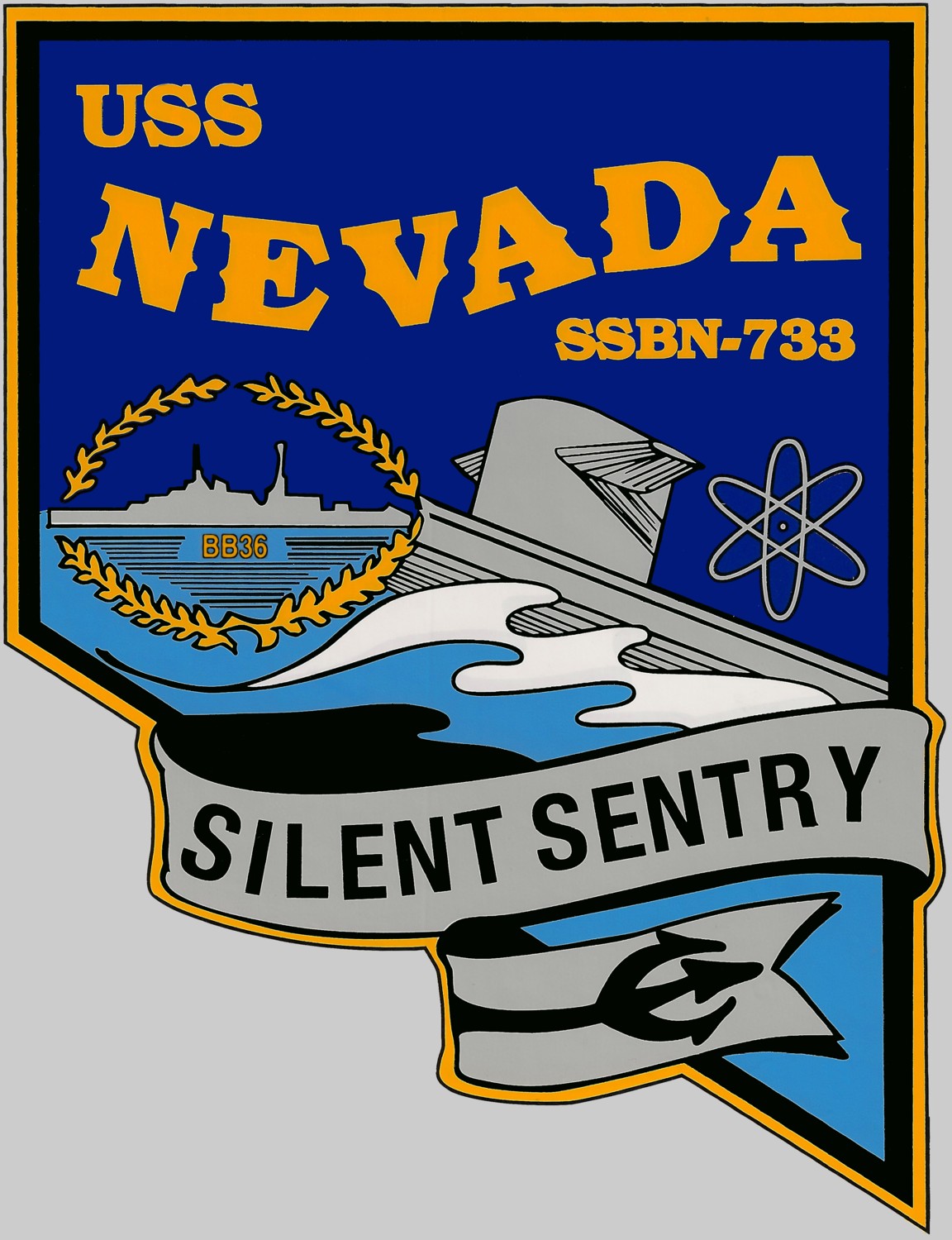 ssbn-733 uss nevada insignia crest patch ballistic missile submarine ohio class us navy 02x