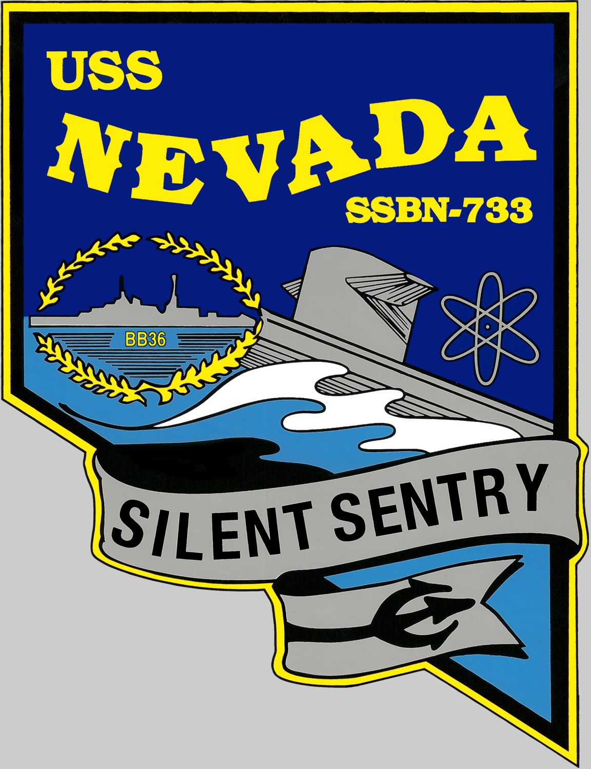 ssbn-733 uss nevada insignia crest patch badge ballistic missile submarine ohio class us navy 03c