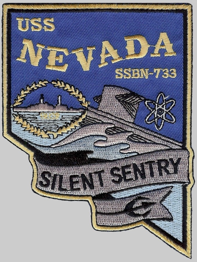 ssbn-733 uss nevada insignia crest patch badge ballistic missile submarine ohio class us navy 03p