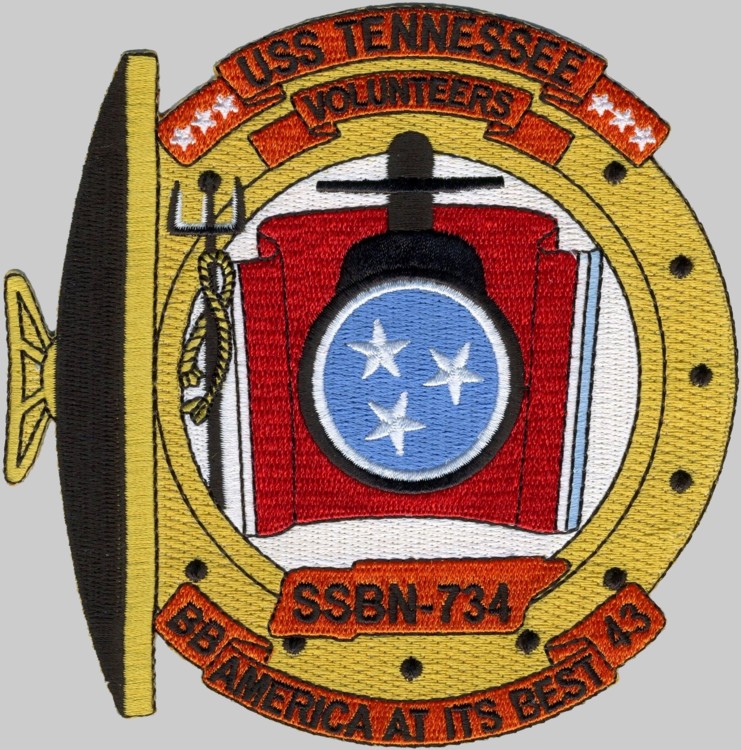 ssbn-734 uss tennessee insignia crest patch badge ballistic missile submarine ohio class us navy 02p