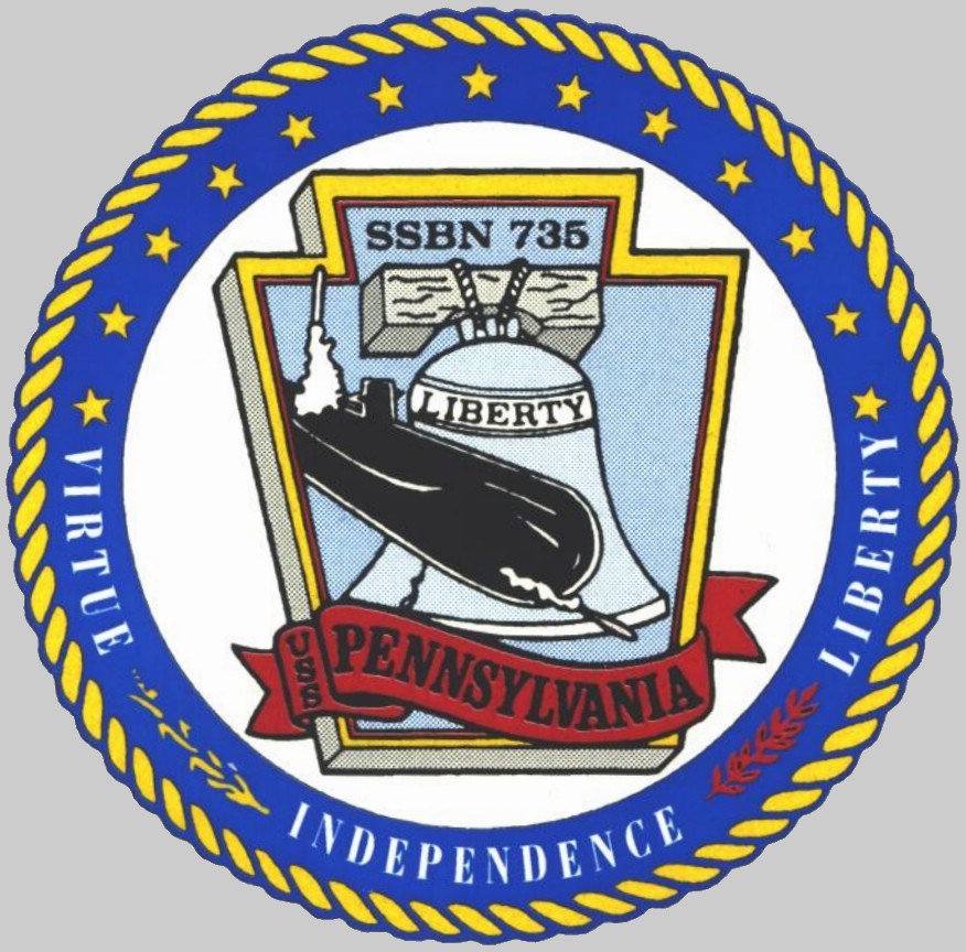 ssbn-735 uss pennsylvania insignia crest patch badge ballistic missile submarine ohio class us navy 02c
