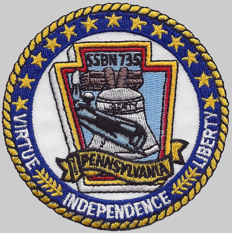 ssbn-735 uss pennsylvania insignia crest patch badge ballistic missile submarine ohio class us navy 03p