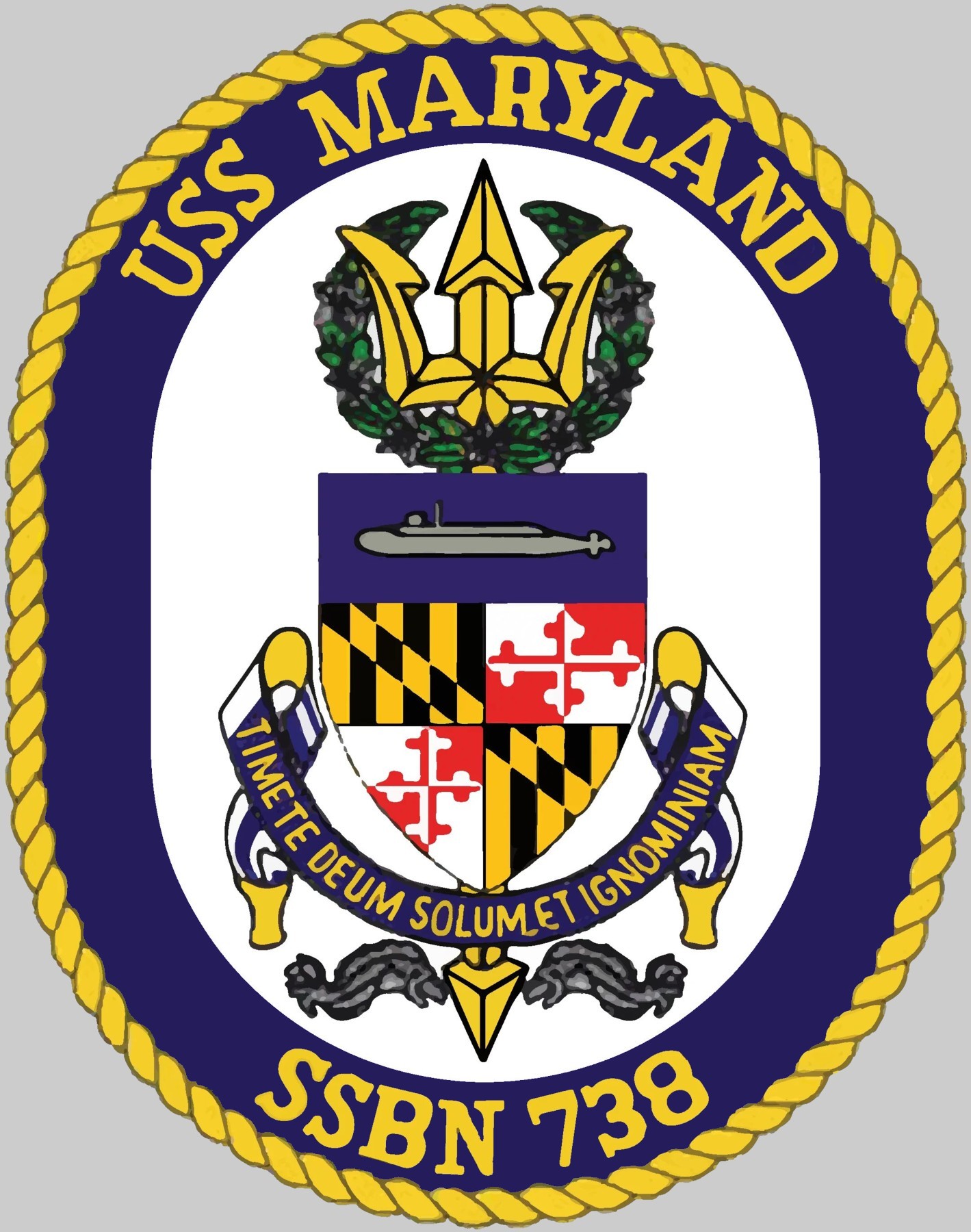 ssbn-738 uss maryland insignia crest patch badge ballistic missile submarine ohio class us navy 02c