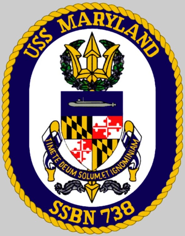 ssbn-738 uss maryland insignia crest patch ballistic missile submarine ohio class us navy 03x