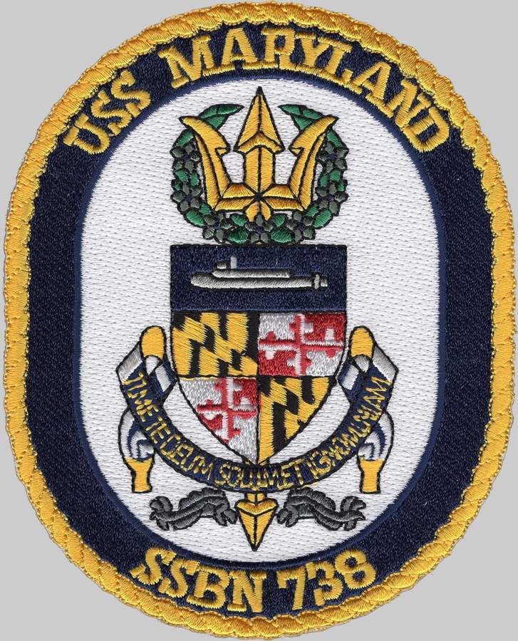 ssbn-738 uss maryland insignia crest patch badge ballistic missile submarine ohio class us navy 02p