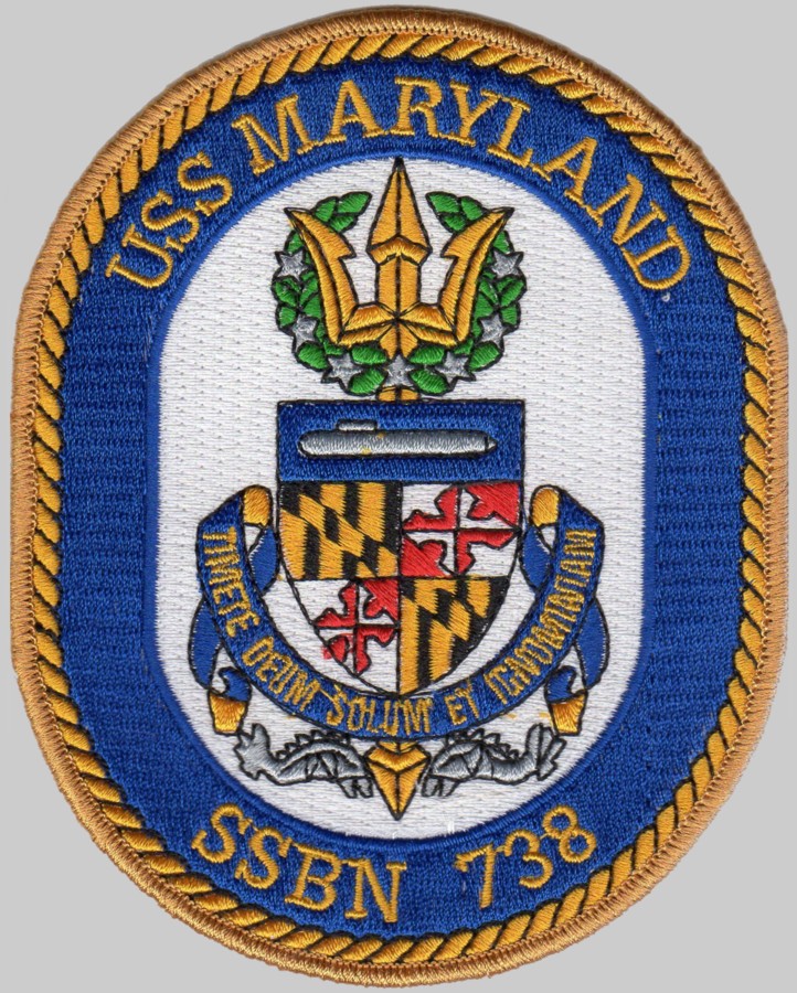 ssbn-738 uss maryland insignia crest patch badge ballistic missile submarine ohio class us navy 03pa
