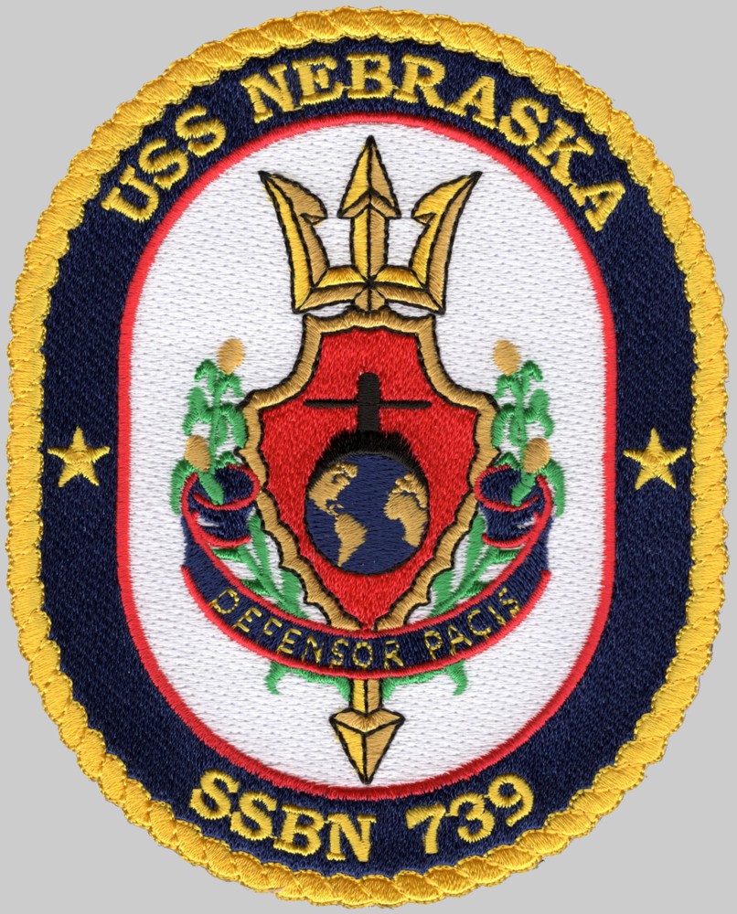 ssbn-739 uss nebraska insignia crest patch ballistic missile submarine ohio class us navy 02x