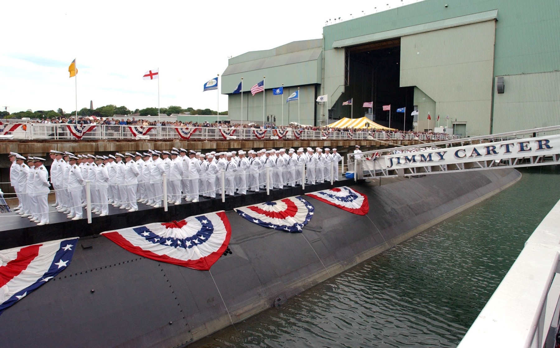 ssn-23 uss jimmy carter seawolf class attack submarine us navy christening general dynamics electric boat groton 08