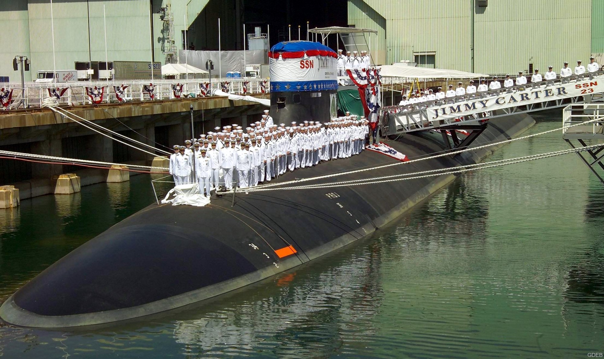 ssn-23 uss jimmy carter seawolf class attack submarine us navy christening general dynamics electric boat groton 09