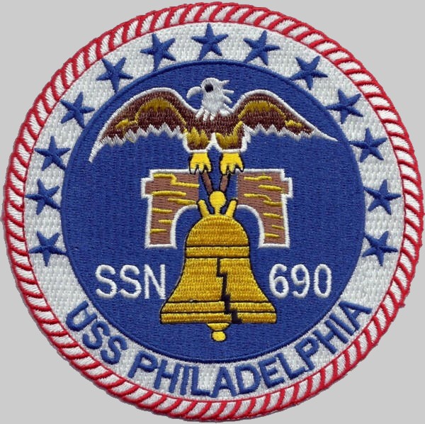 uss philadelphia ssn-690 insignia crest patch los angeles class attack submarine us navy 03x