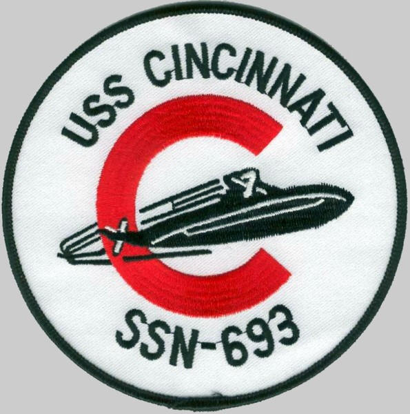 ssn-693 uss cincinnati insignia crest patch badge los angeles class attack submarine us navy