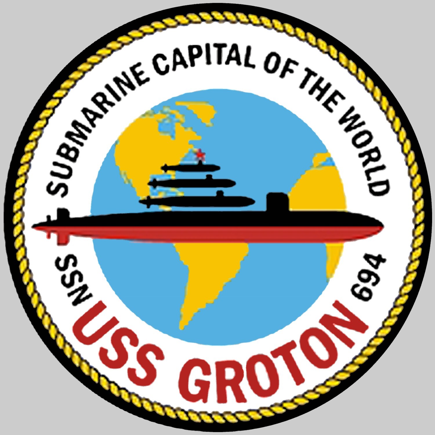 uss groton ssn-694 insignia crest patch los angeles class attack submarine us navy 02x