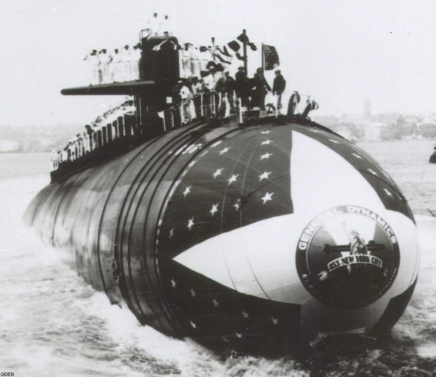 uss new york city ssn-696 los angeles class attack submarine christening launching ceremony froton 1977