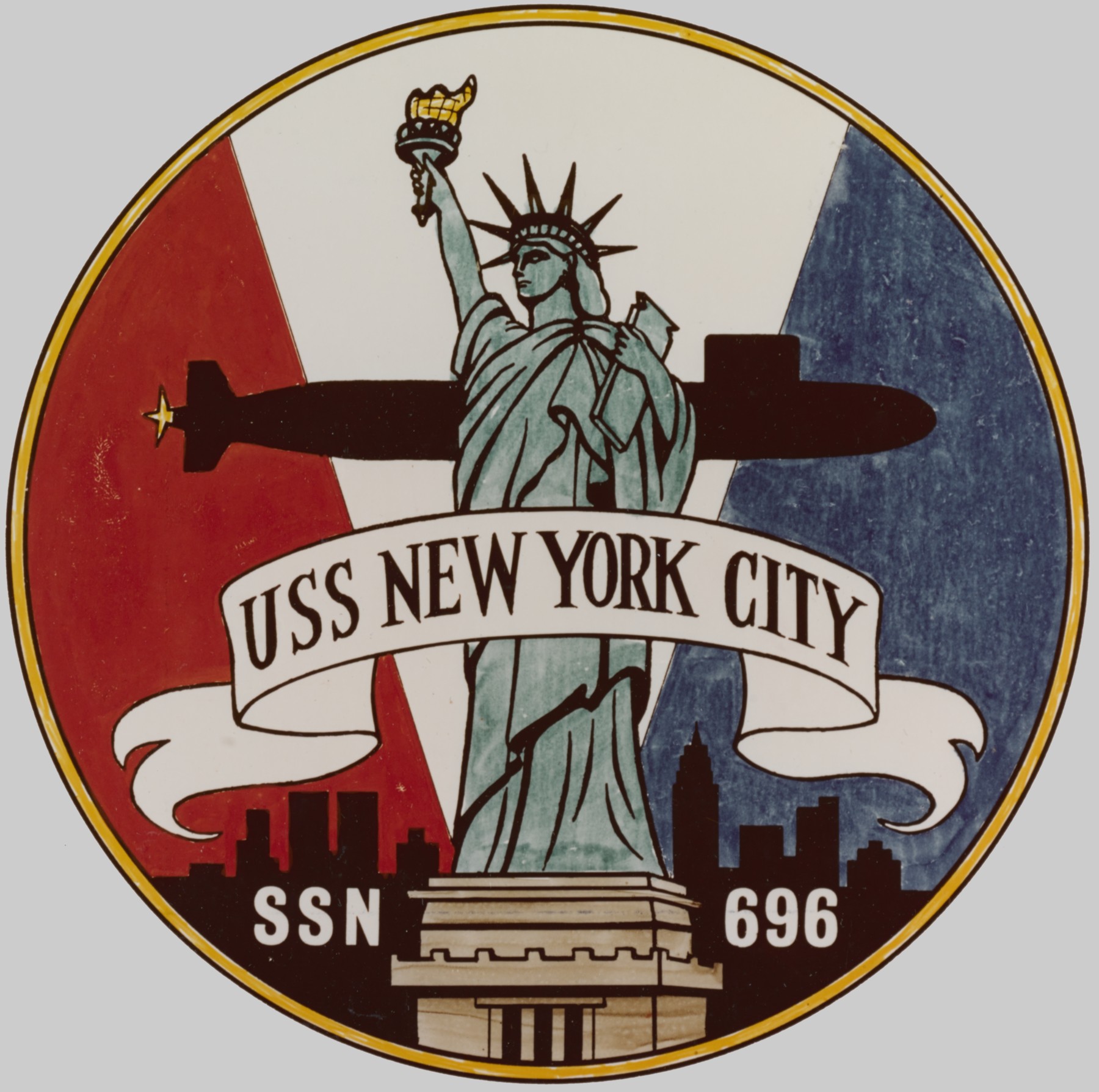 uss new york city ssn-696 insignia crest patch badge los angeles class attack submarine us navy 04c