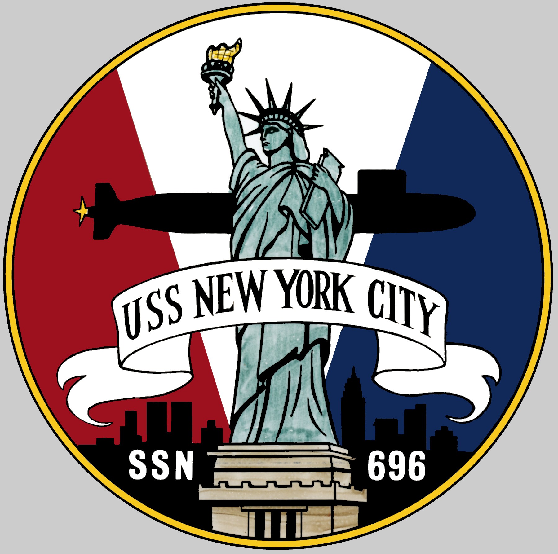 uss new york city ssn-696 insignia crest patch los angeles class attack submarine us navy 05x
