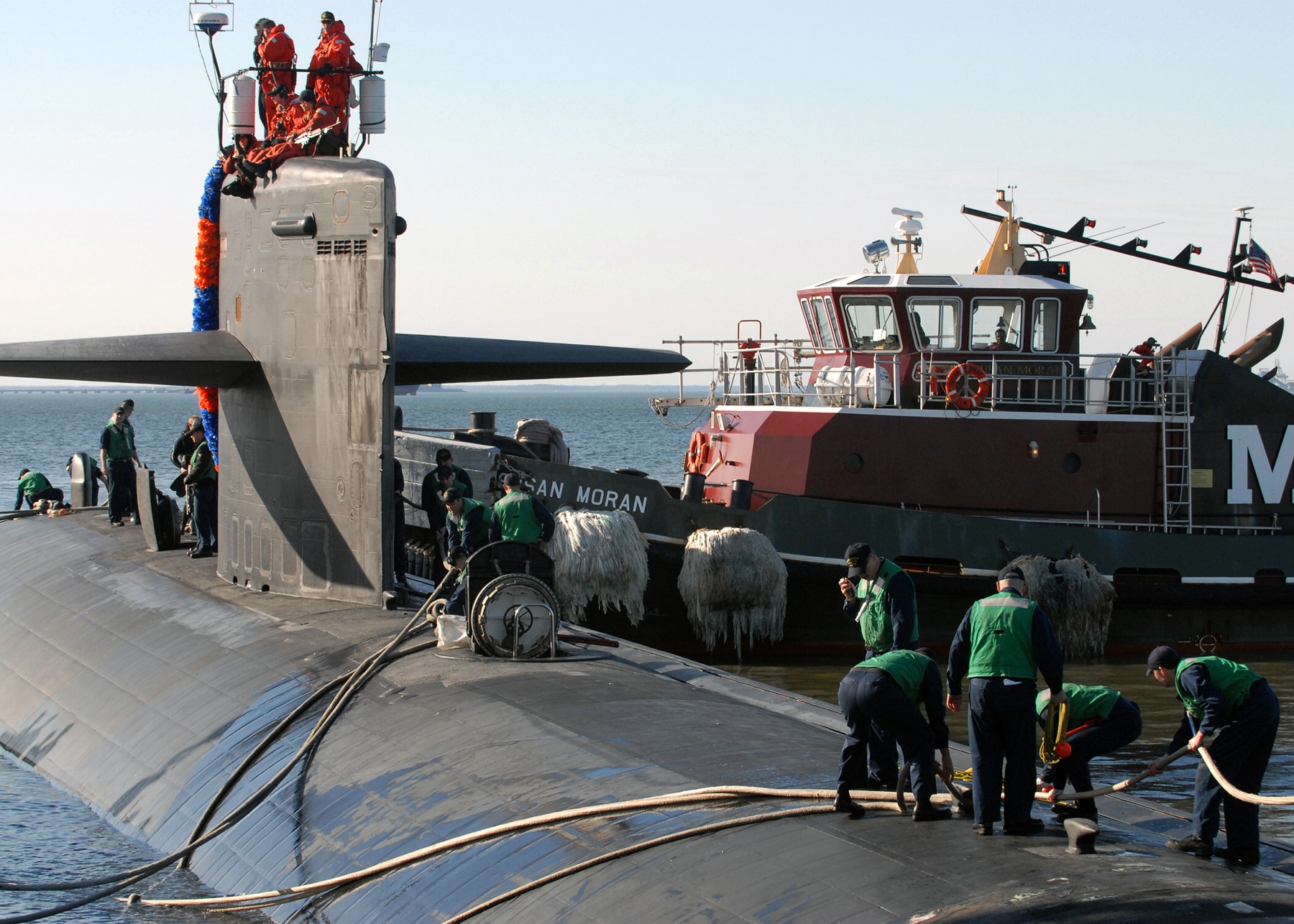 uss jacksonville ssn-699 los angeles class attack submarine returning norfolk virginia 2008 07