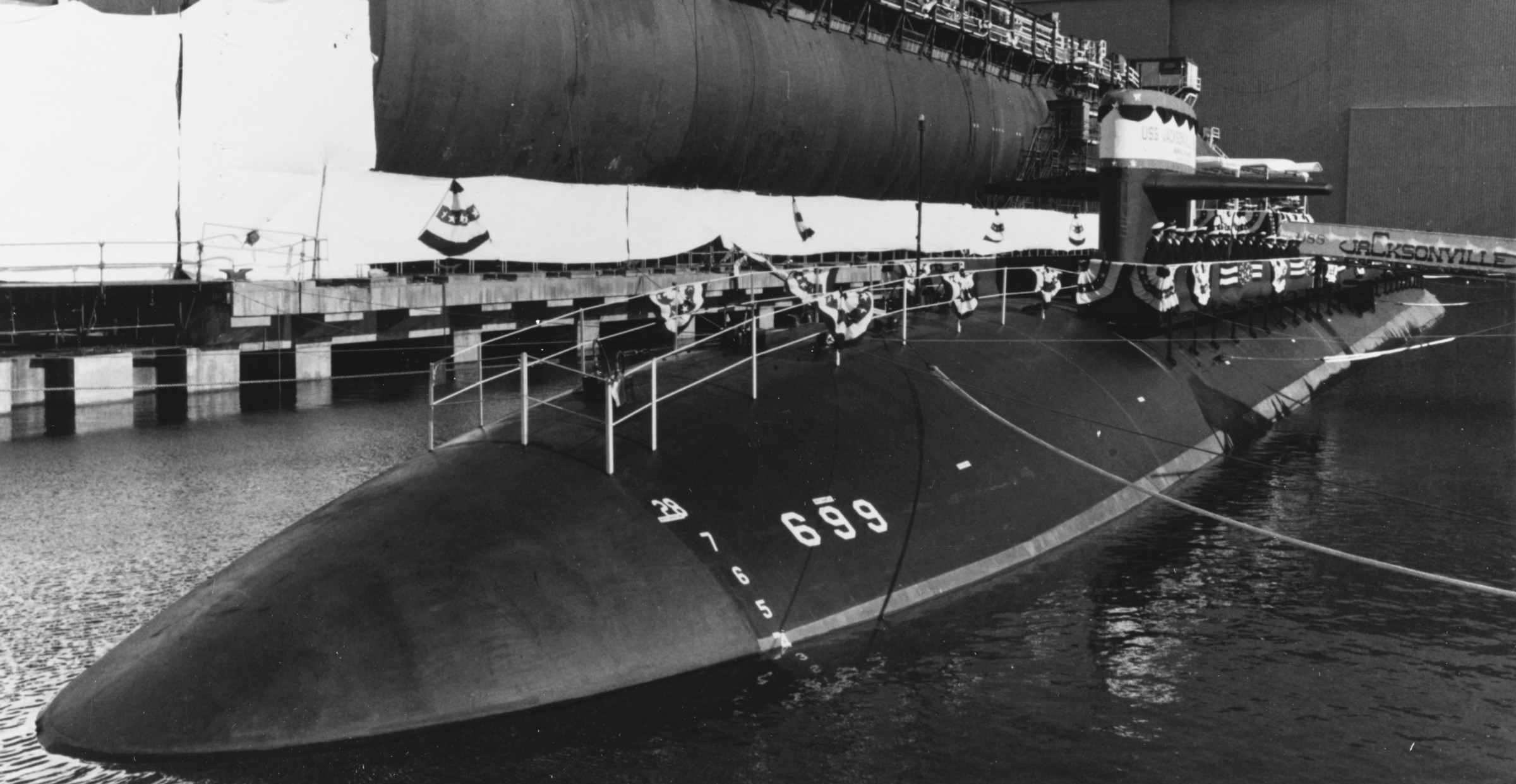 uss jacksonville ssn-699 los angeles class attack submarine christening launching general dynamics groton 1978