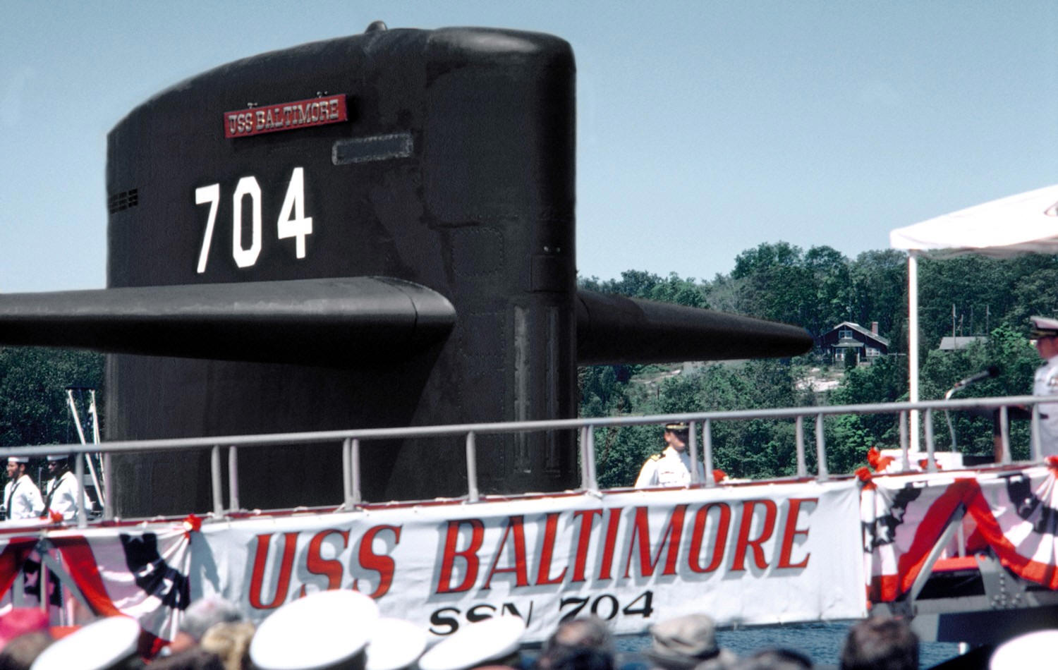 ssn-704 uss baltimore commissioning ceremony july 1982