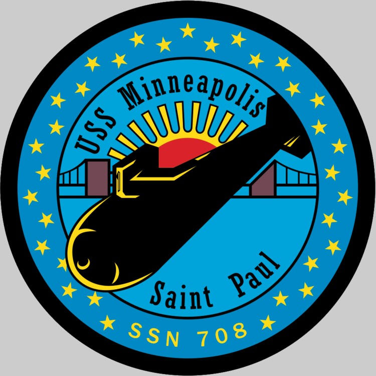 ssn-708 uss minneapolis saint paul insignia crest patch badge los angeles class attack submarine us navy