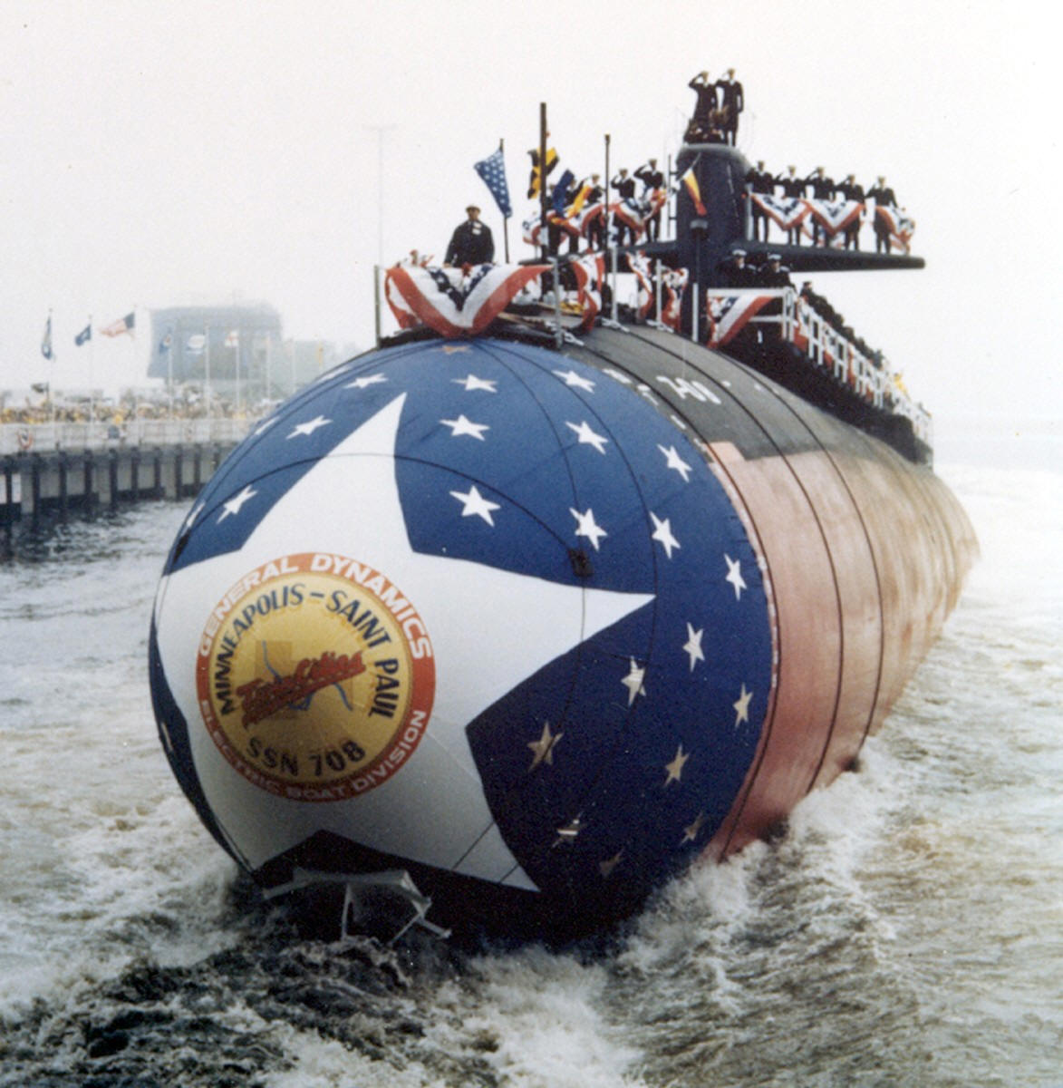 ssn-708 uss minneapolis saint paul launching ceremony march 1983