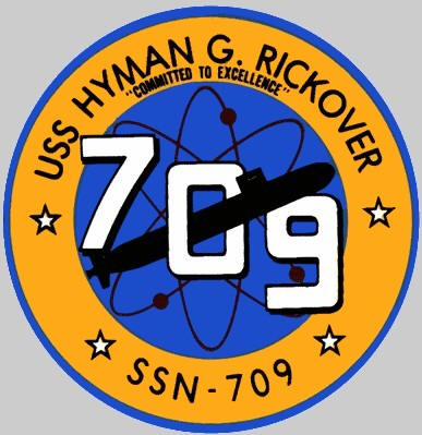 ssn-709 uss hyman g. rickover insignia crest patch badge los angeles class attack submarine us navy