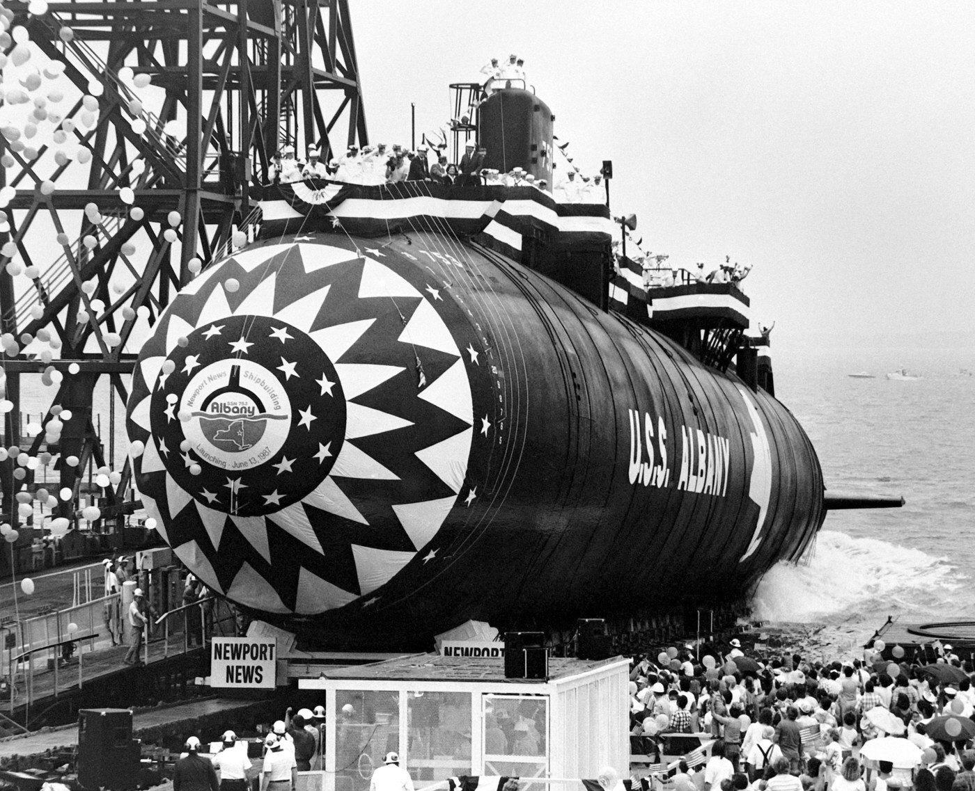ssn-753 uss albany launching ceremony june 1987