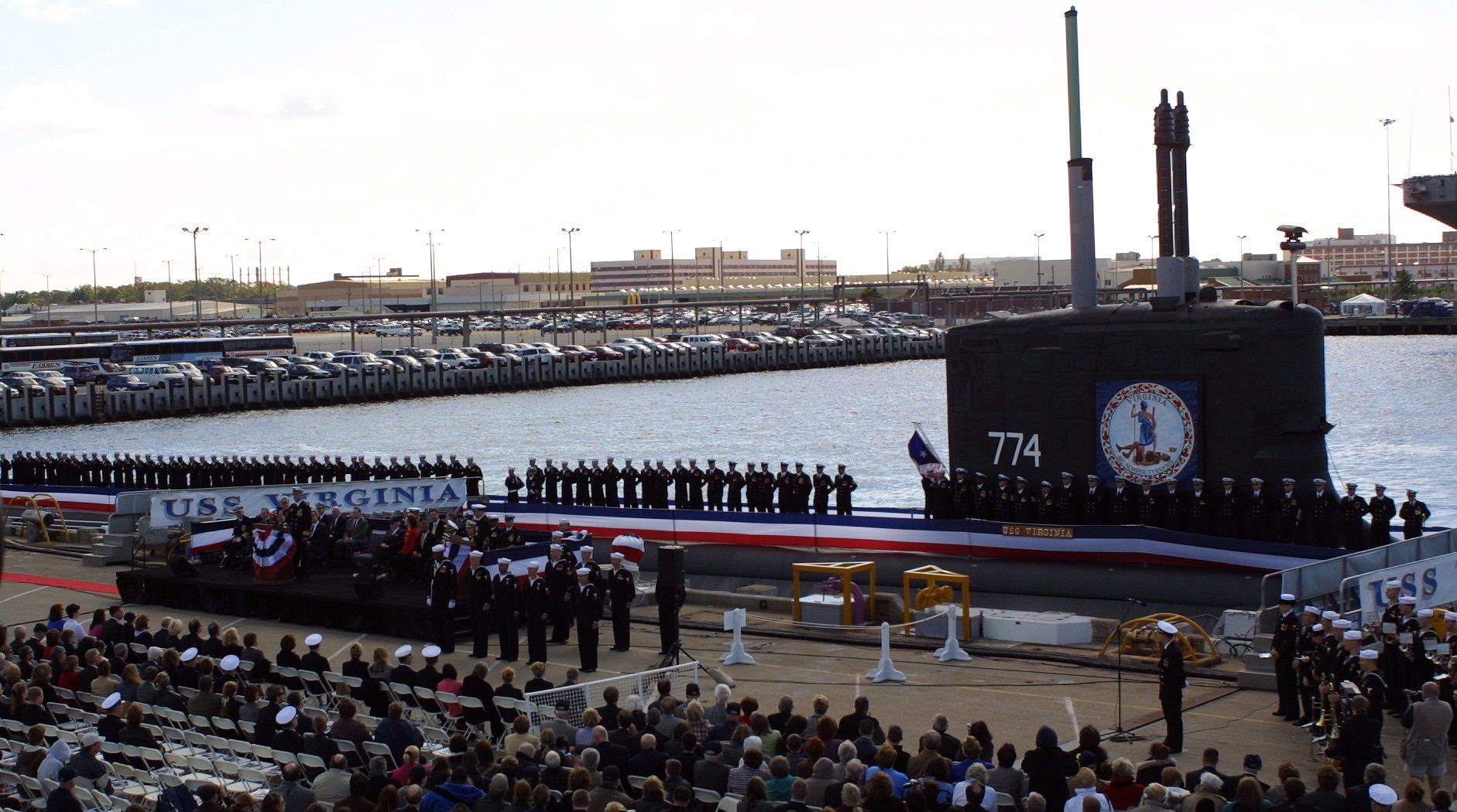 ssn-774 uss virginia attack submarine navy 2004 28 commissioning ceremony naval station norfolk virginia