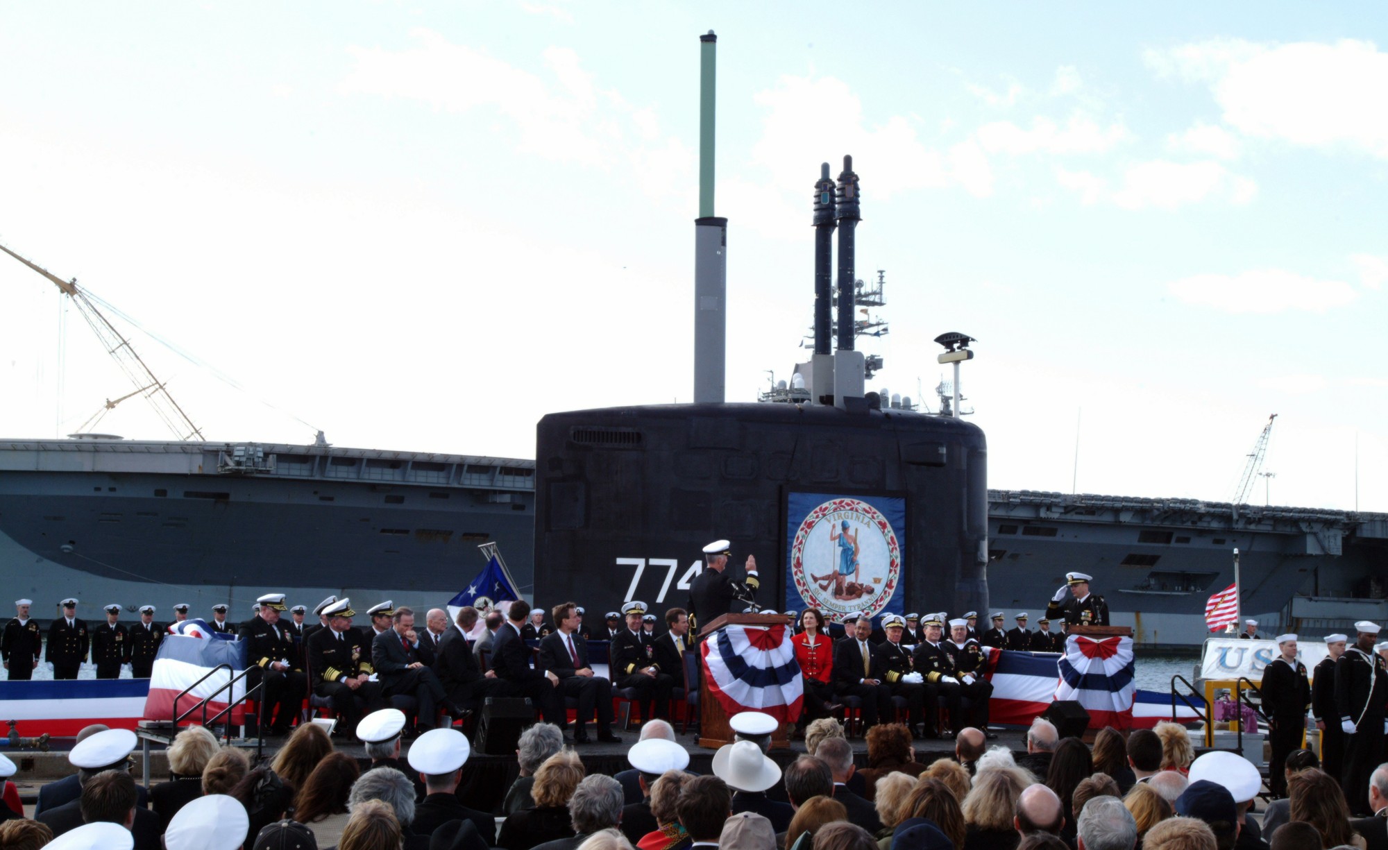 ssn-774 uss virginia attack submarine navy 2004 29 commissioning ceremony naval station norfolk virginia