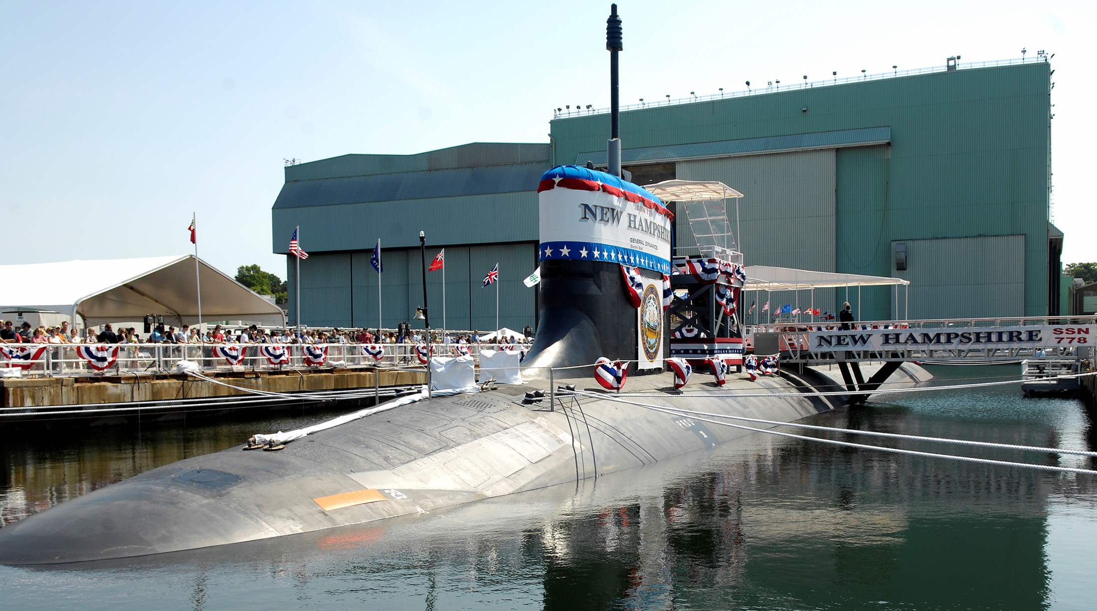 ssn-778 uss new hampshire virginia class attack submarine us navy 26 christening ceremony groton connecticut