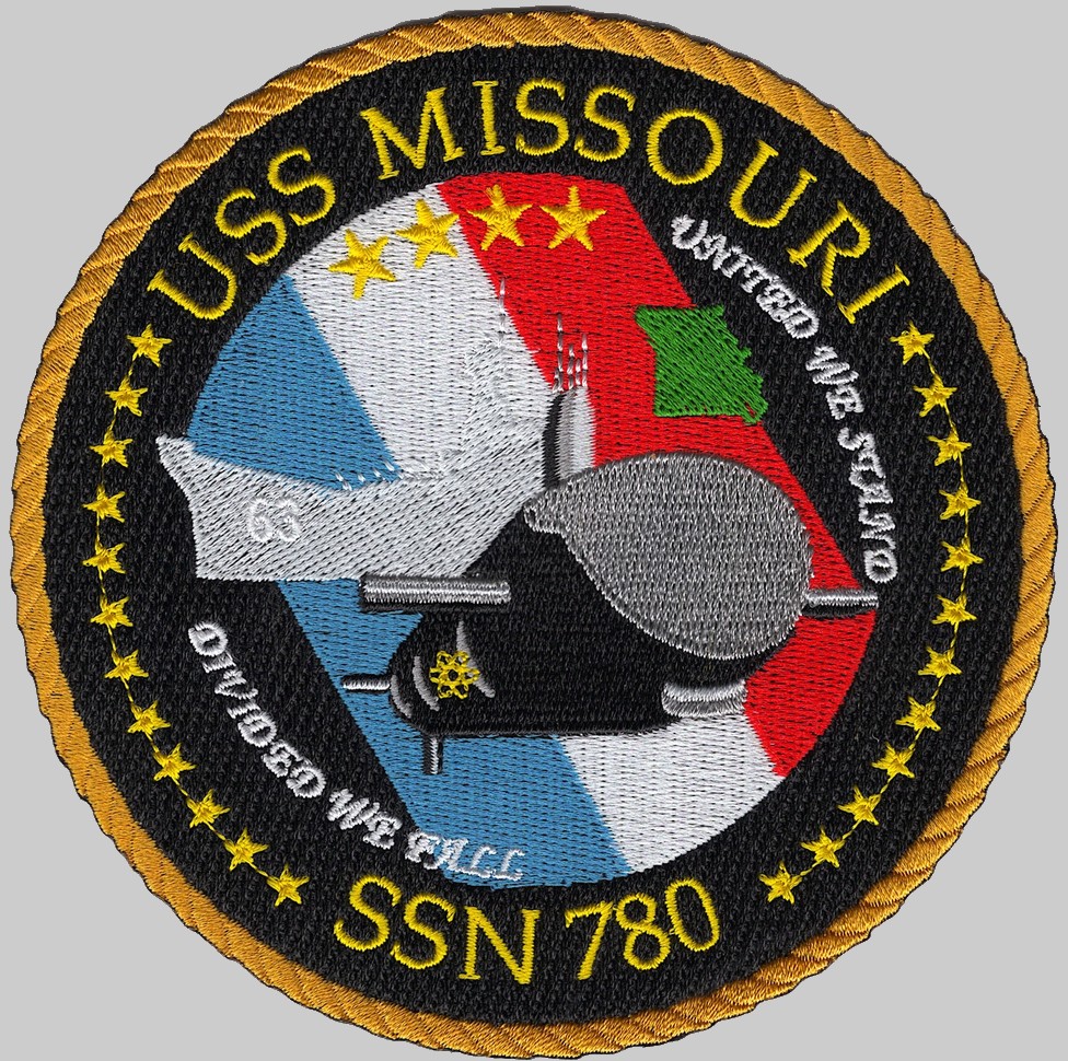 ssn-780 uss missouri insignia crest patch badge virginia class attack submarine us navy 02p