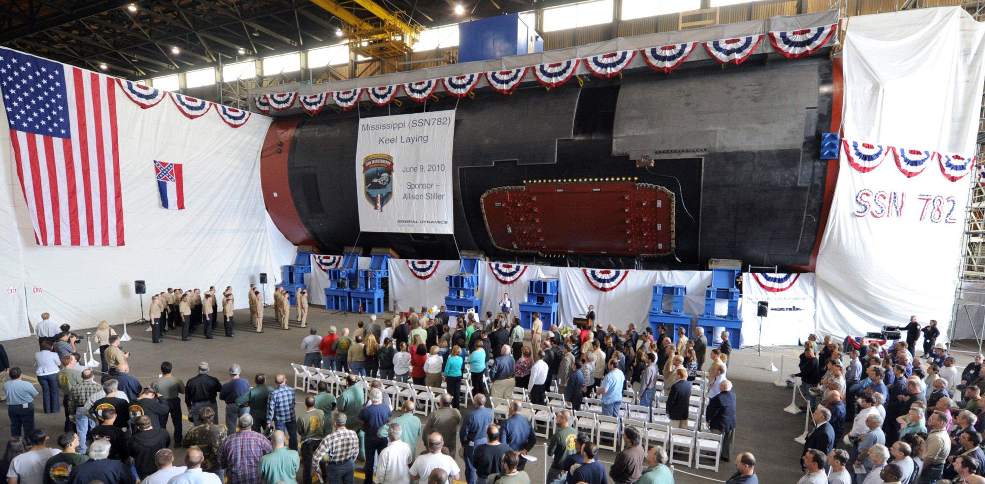 ssn-782 uss mississippi virginia class attack submarine us navy 31 keel laying ceremony gdeb quonset point rhode island