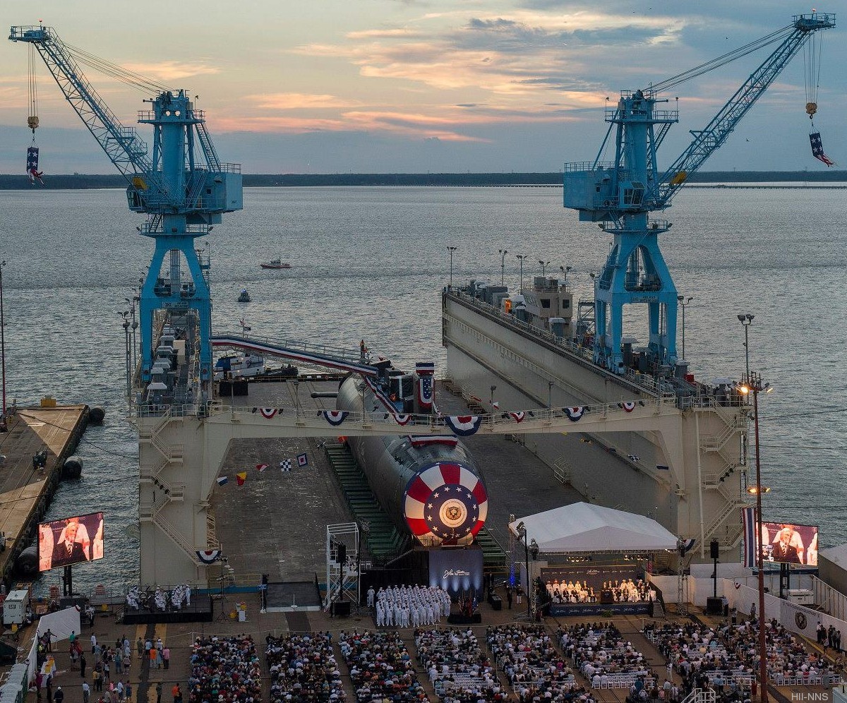 ssn-785 uss john warner virginia class attack submarine us navy 09 christening newport news hii